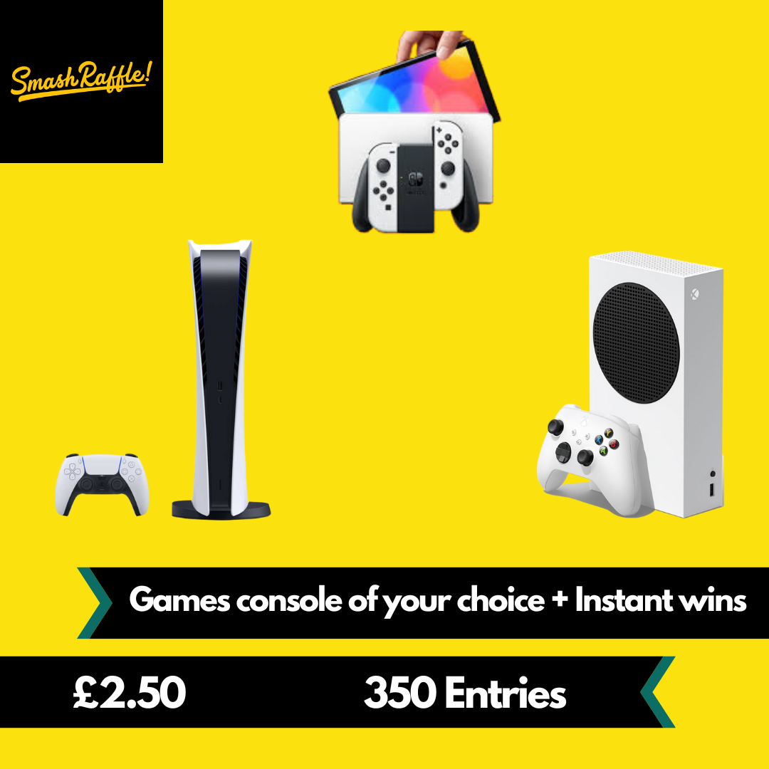WINNERS CHOICE, PS5, XBOX SERIES S OR NINTENDO SWITCH OLED + INSTANT WINS!!!